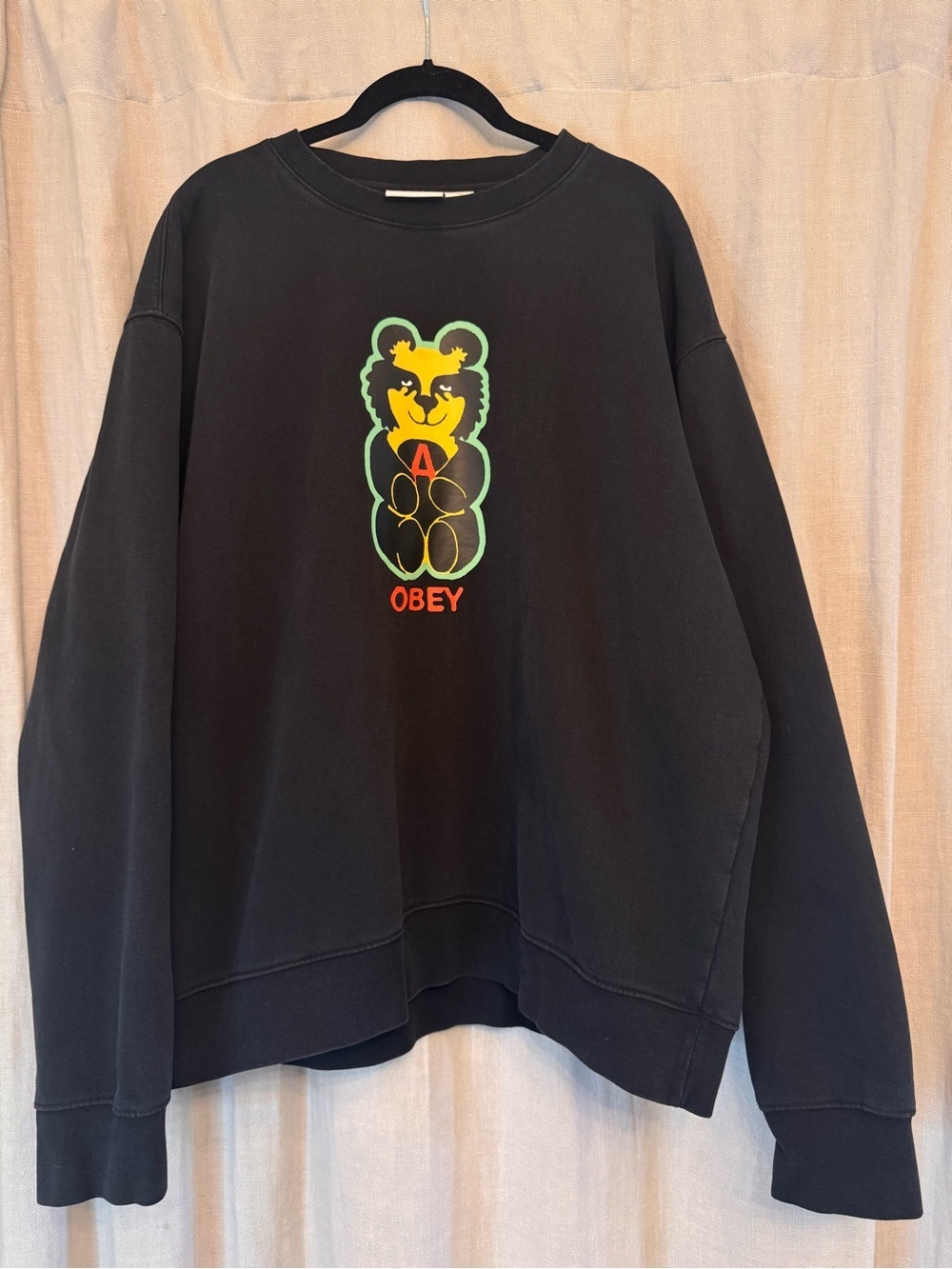 OBEY Gummy Bear Graphic Sweatshirt Black Crewneck XL Like New